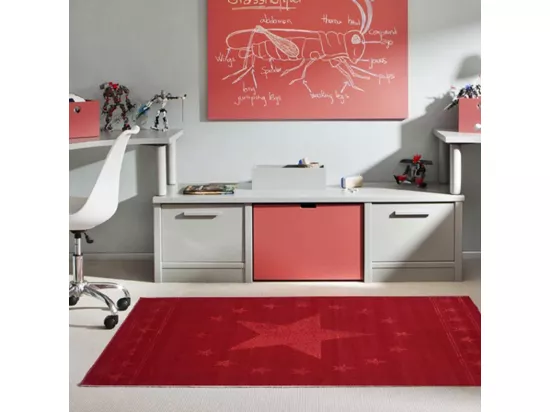 Tapis enfant 200x290 rectangle tissé rouge AF1 1ST START