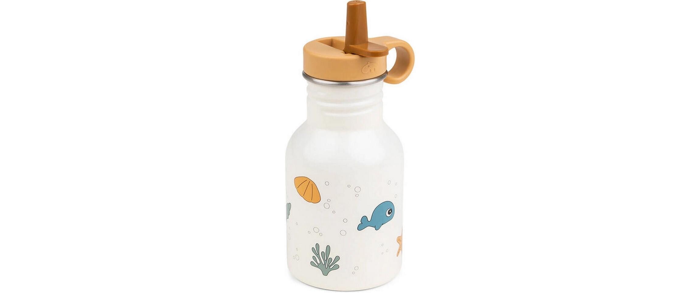 Trinkflasche Sea Friends Beige 350 mlEdelstahlflasche mit Strohhalm