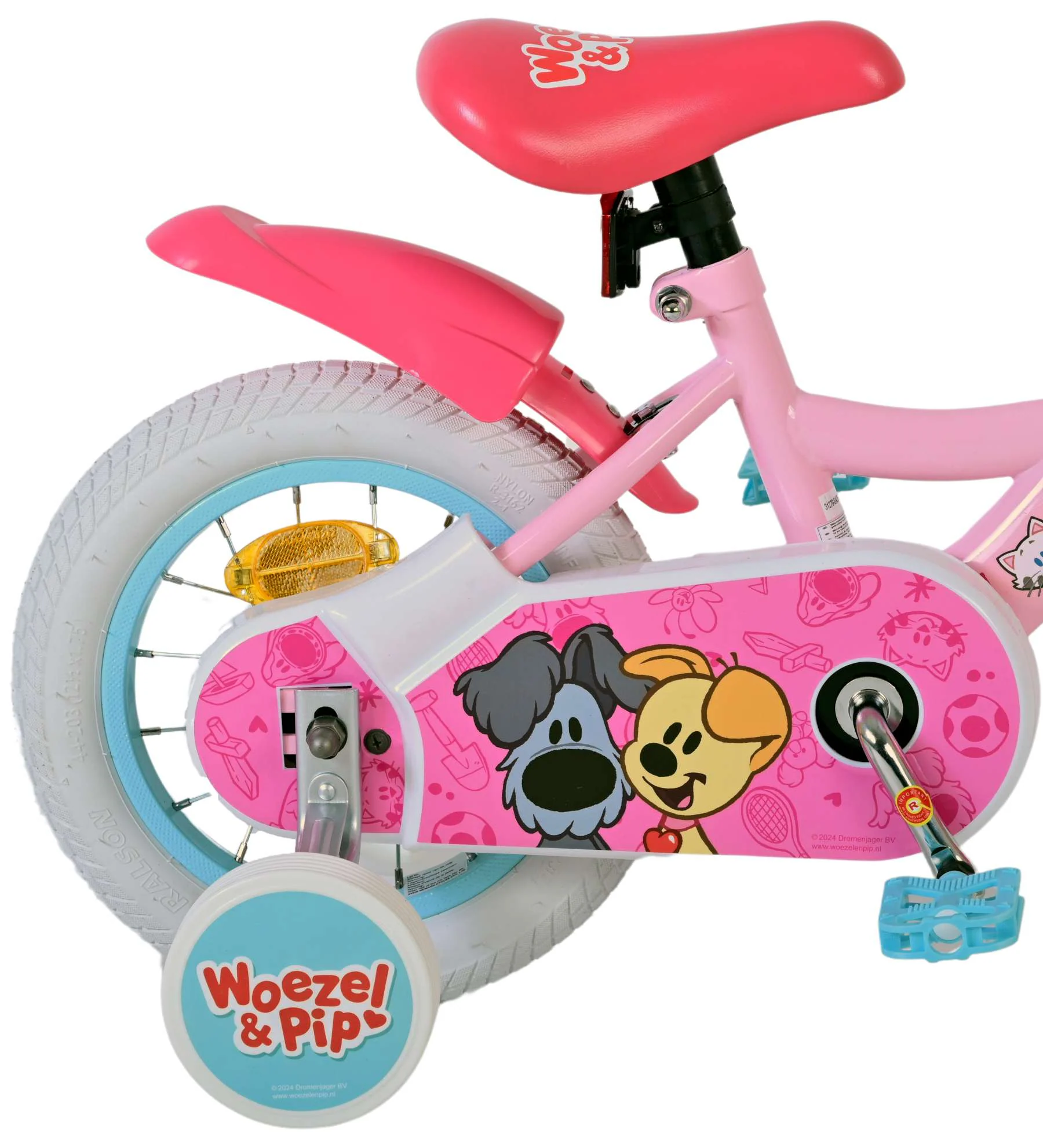 Kinderfahrrad Woezel & Pip für Mädchen 12 Zoll Kinderrad in Rosa