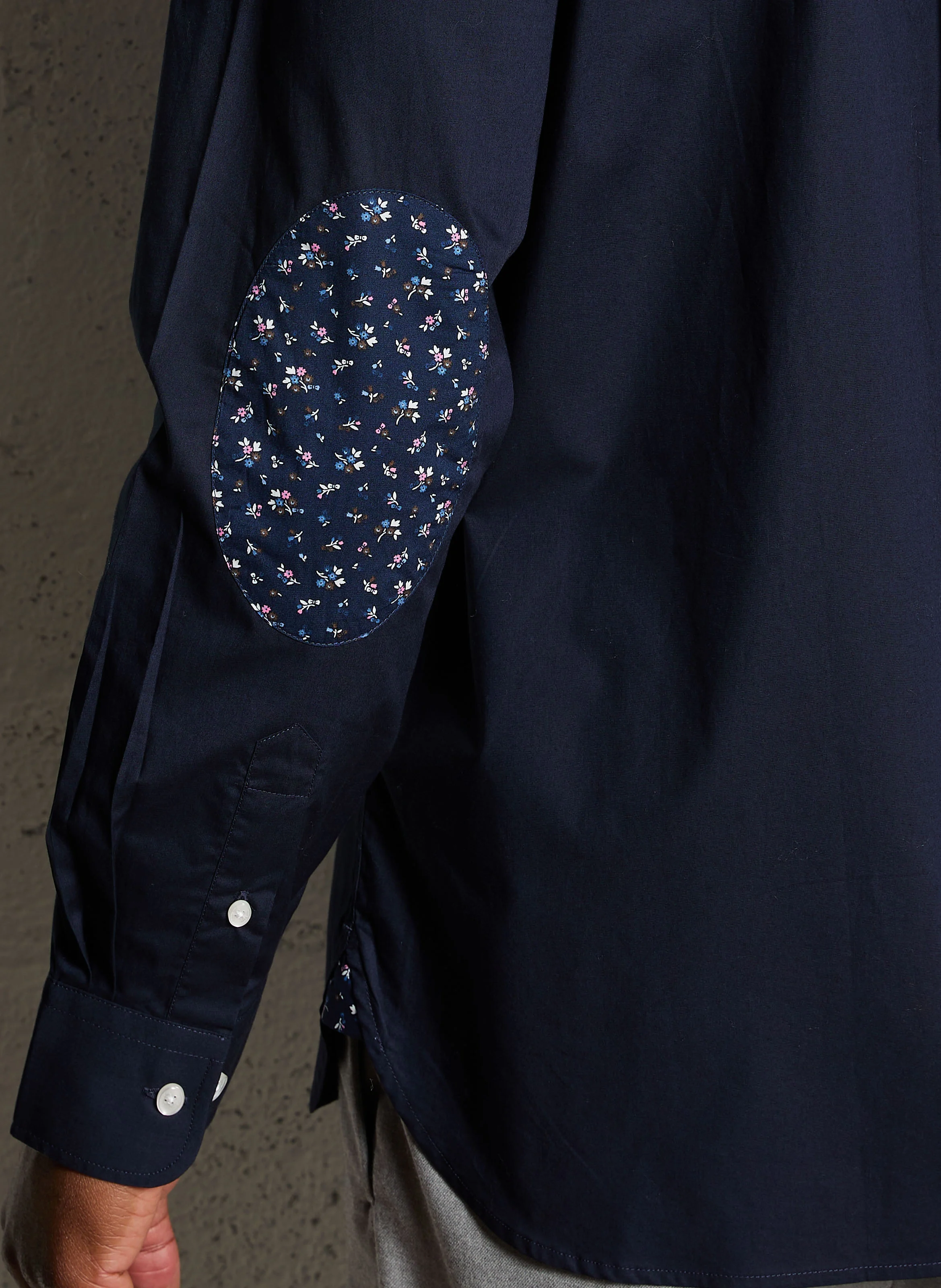 Chemise col classique droite en coton | Bleu