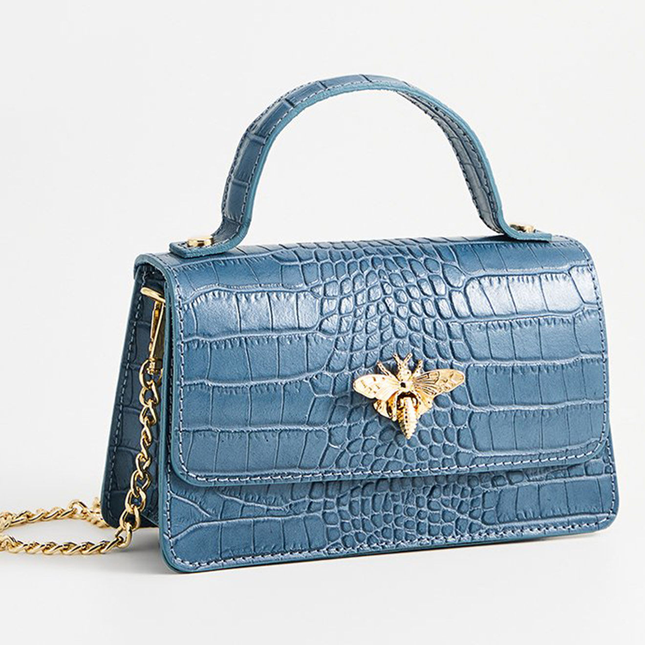 Christian Laurier Sac à main en Cuir croco Lily bleu - 19x11x7.5 cm