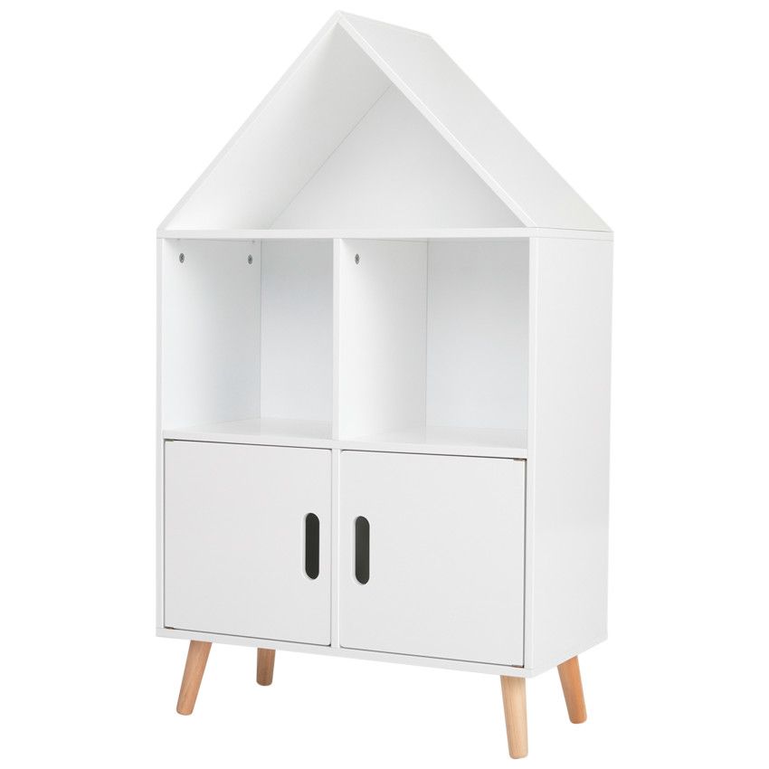 Bibliothèque en forme de maison avec 2 portes - Ecru