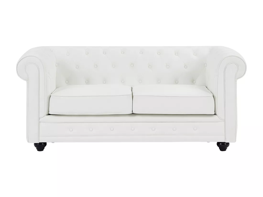 Canapés 3 places, 2 places et fauteuil en simili blanc CHESTERFIELD