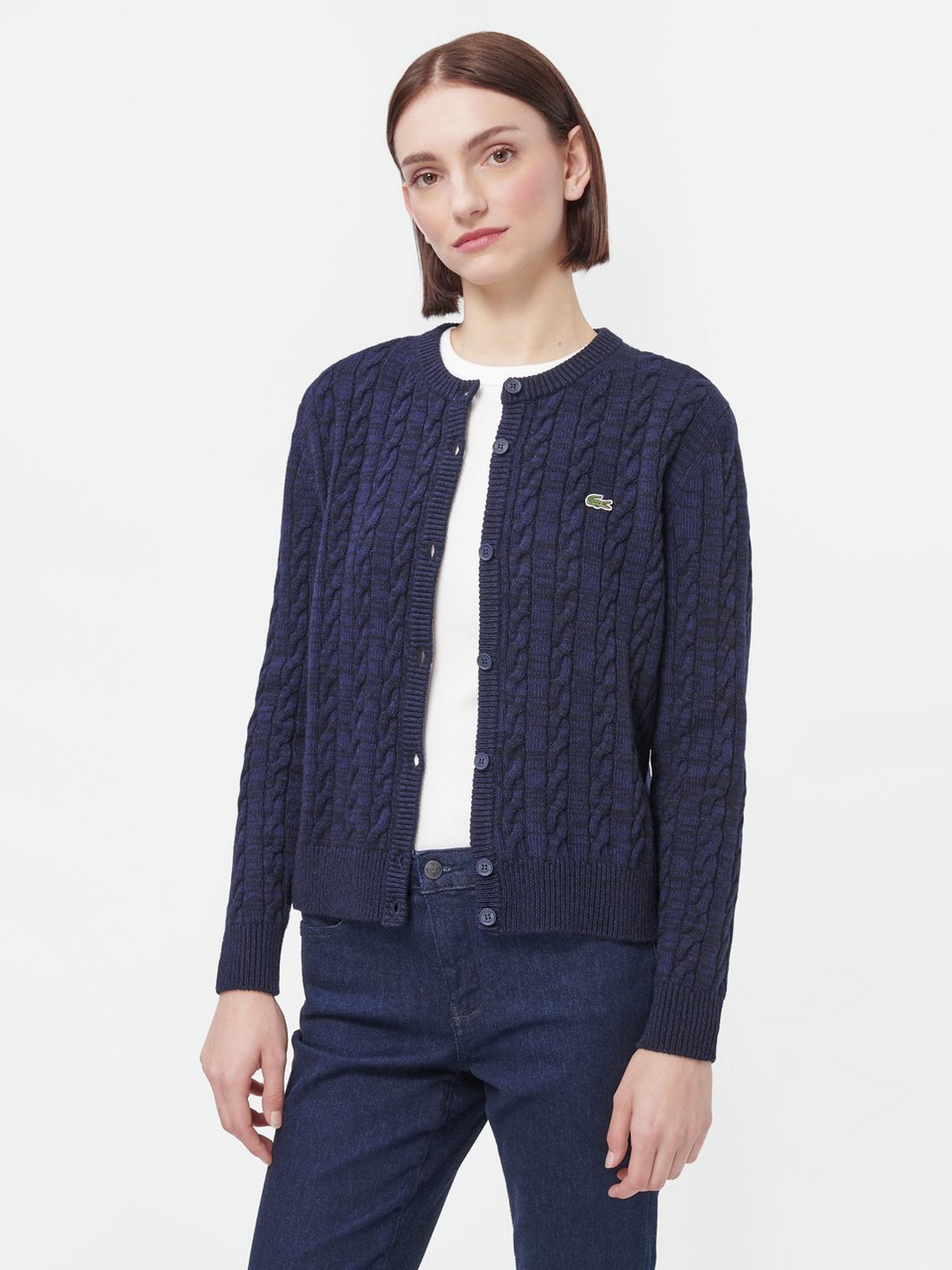 Strickjacke mit Zopfstrick