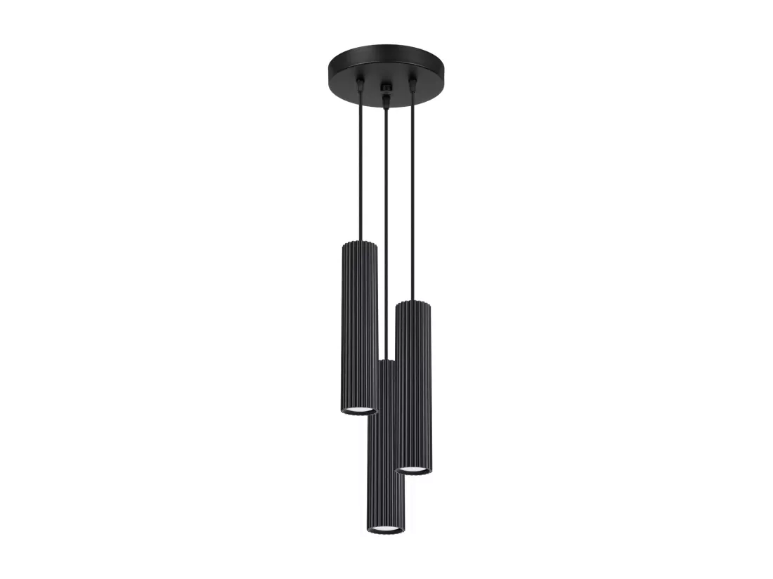 Lampe à suspension Karbon minimaliste en aluminium - 3 sources lumineuses - L.19,5 x H.108 cm - noir
