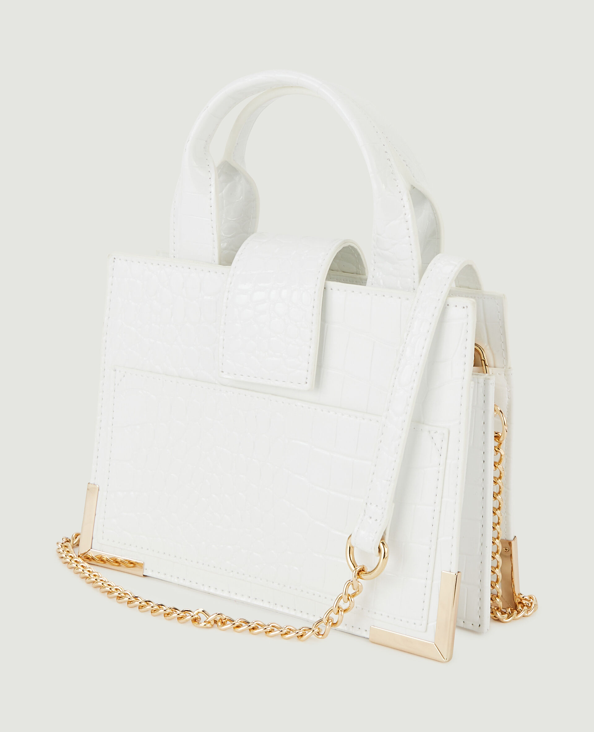 Sac boxy effet croco verni - Blanc