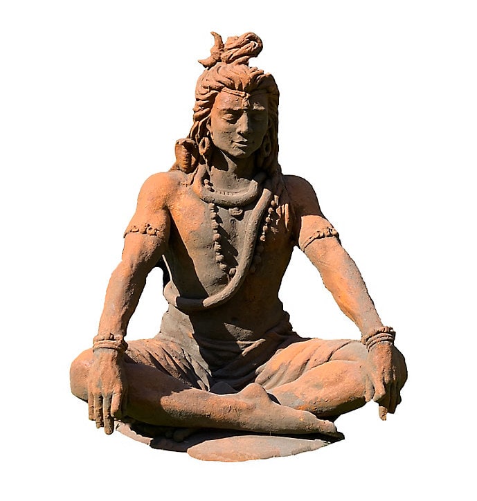 Statue Shiva assis effet rouille H. 90 cm