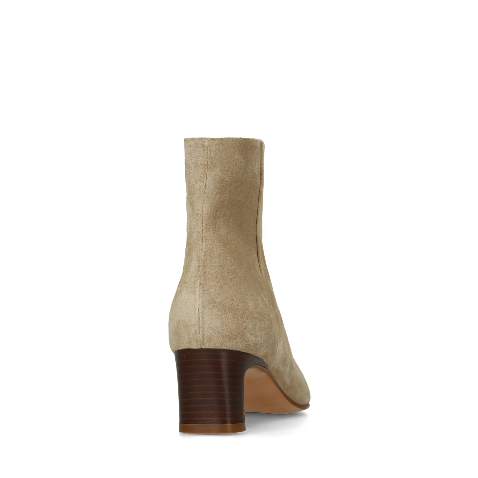 Beige suède enkellaarsjes met hak
