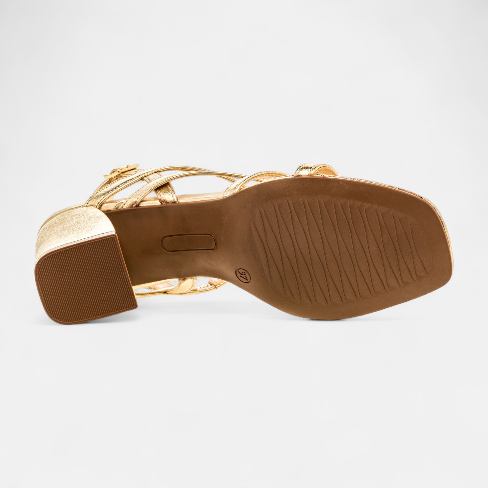 Nu-pieds à talon Femme en cuir or