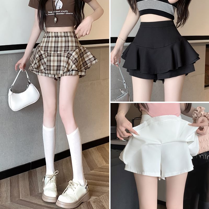 KONGER - Asymmetrische gelaagde rok met hoge taille