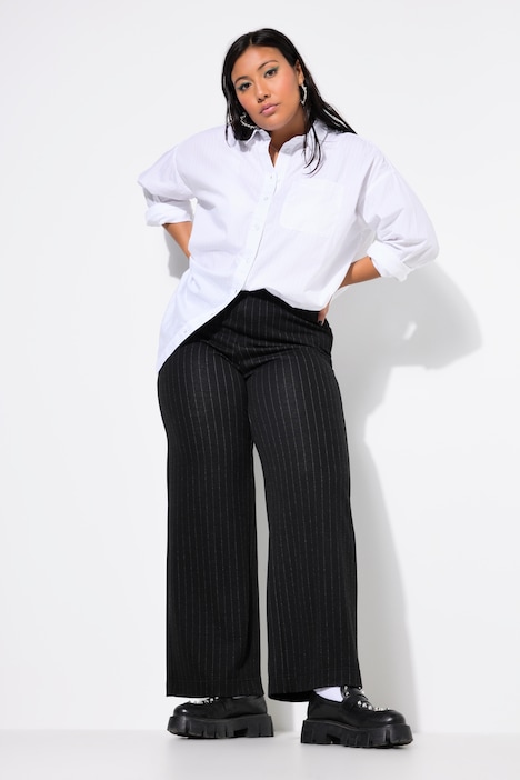 Hose, wide Legs, High Waist, Jersey, Streifen