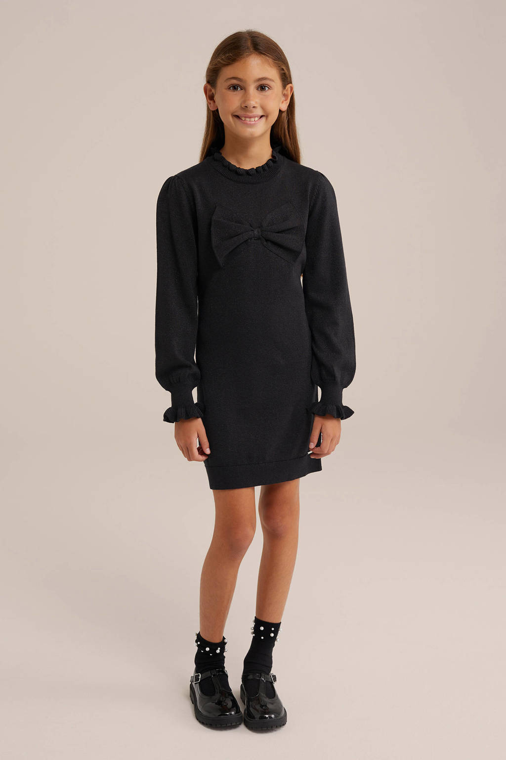 WE Fashion korte jurk glitter zwart