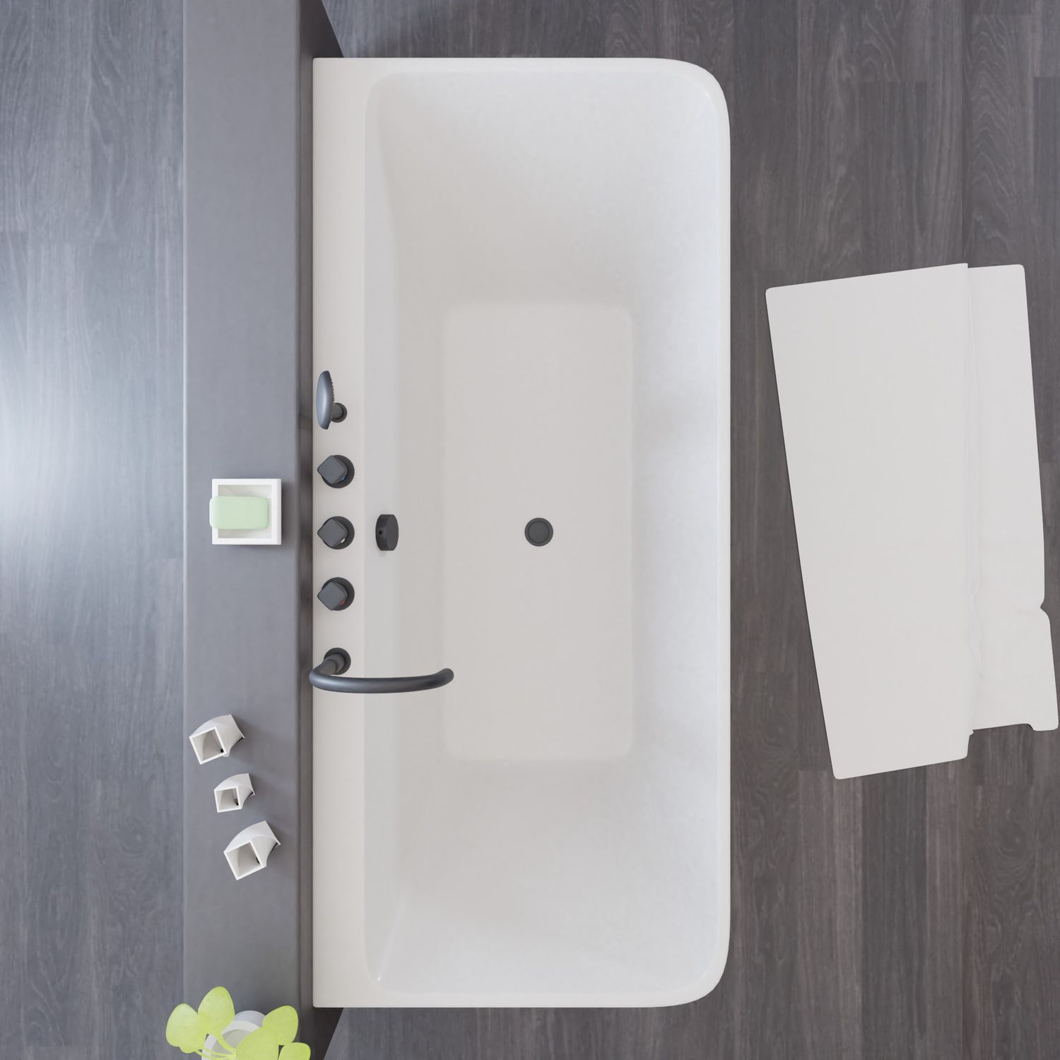 TroniTechnik® Badewanne SARIA Maße ca. 170 x 80 x 58cm Wanne, inkl. schwarze Armatur - Füllmenge 195 Liter,Acryl, Siphon