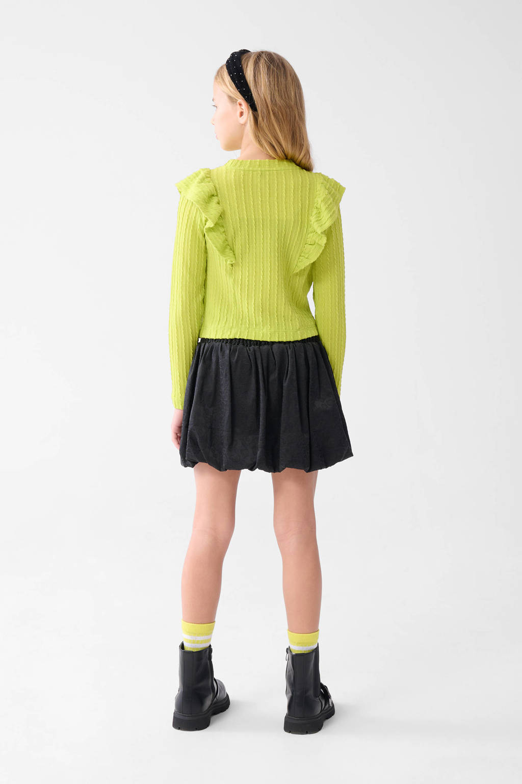 Shoeby longsleeve met ruches limegroen