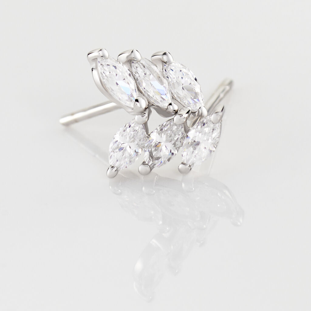 Boucles D'oreilles Puces Edma Or Blanc Oxyde De Zirconium