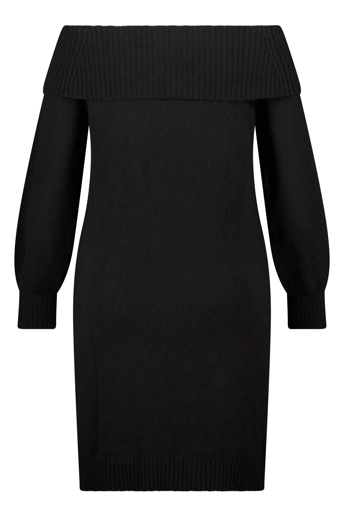 Gebreide off-shoulder jurk Zwart
