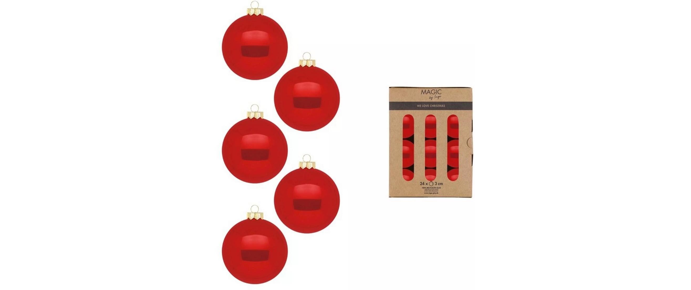 Weihnachtskugel Modern 24 Stück, RotChristbaumkugeln