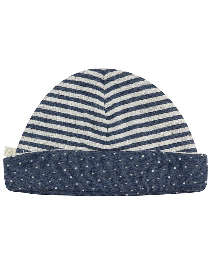 Baby-Mütze AGAN gestreift in indigo melange