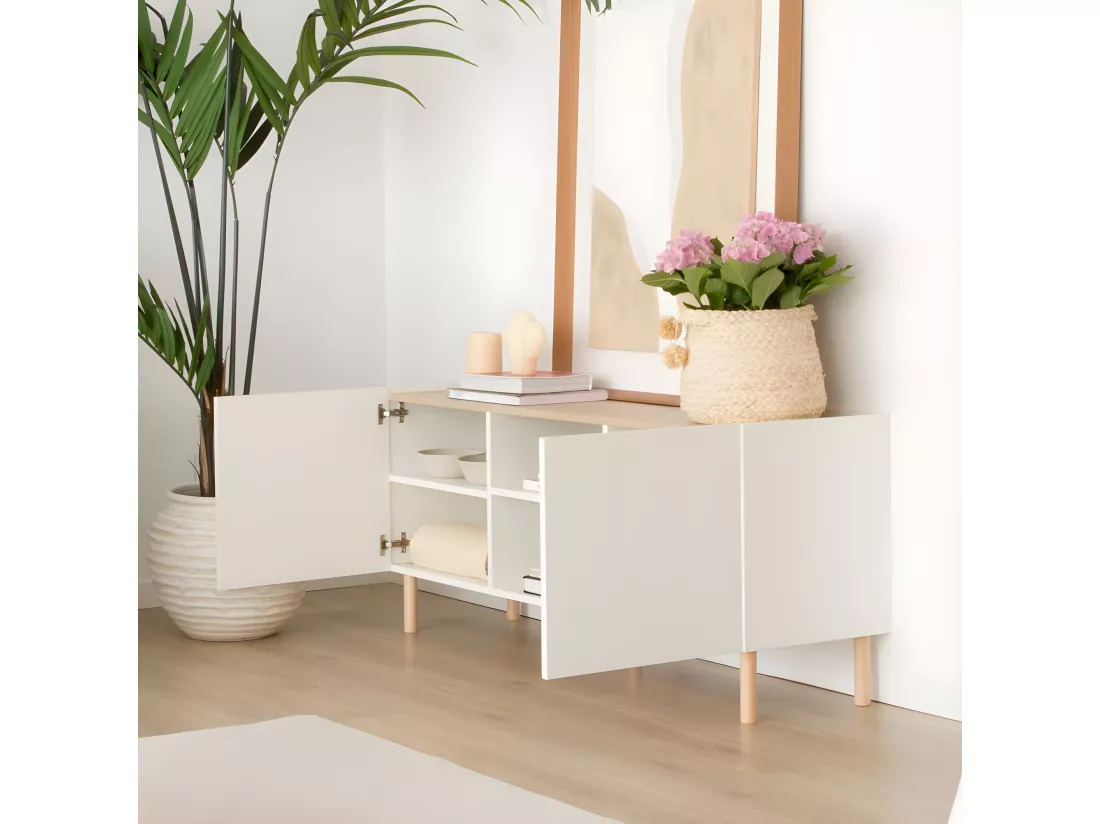 Meuble tv effet bois naturel 140x60
