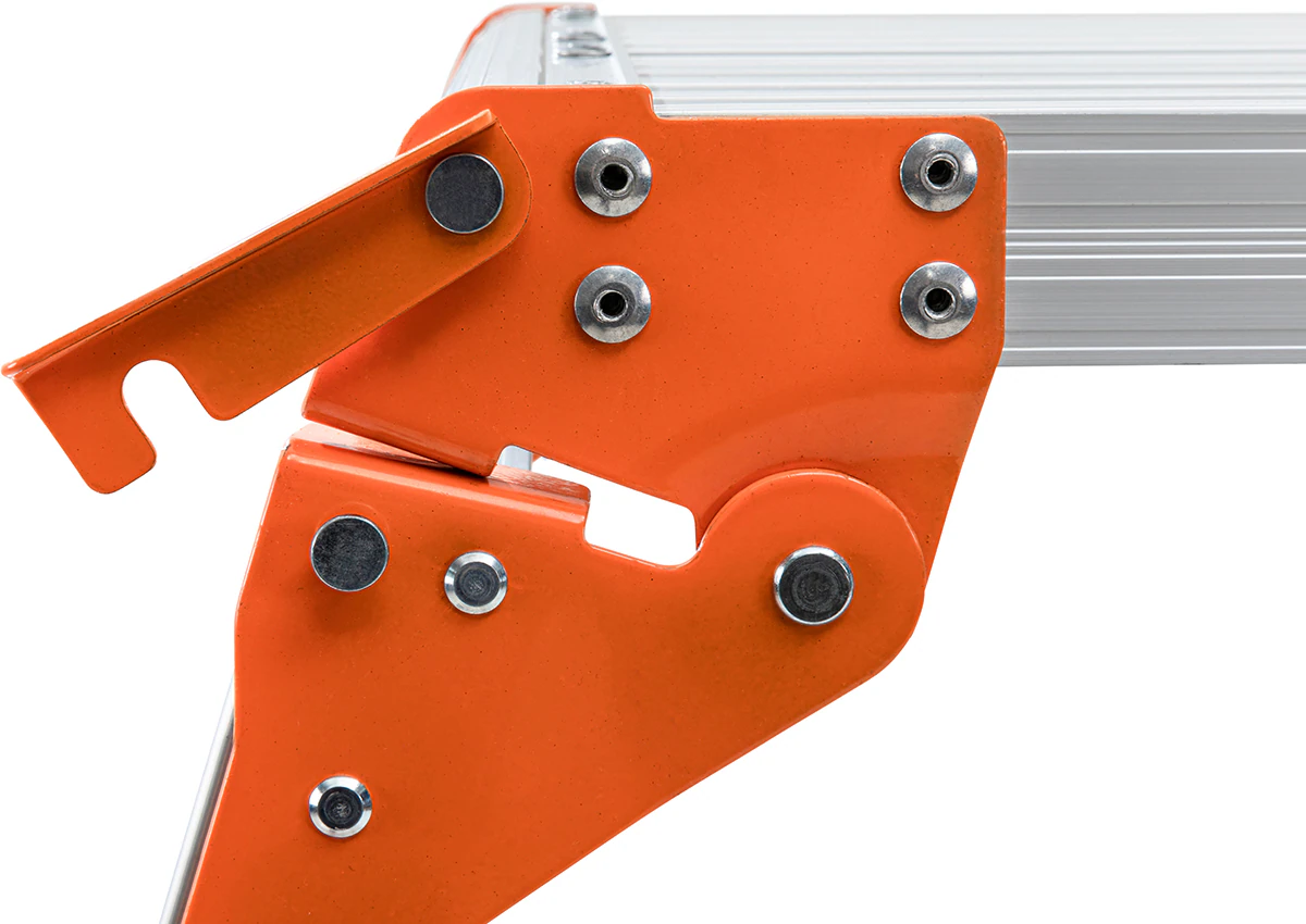 Craftfull Arbeitsplattform CF-107A, klappbar, Sicherheitsbügel, Arbeitspodest aus Aluminium, 150 kg (Silber/Orange)
