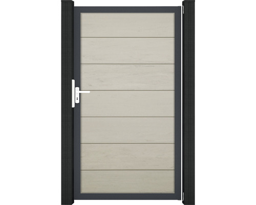 Enkele poort GroJa Flex Grande DIN universeel voorgemonteerd zonder palen frame antraciet 100 x 180 cm zand