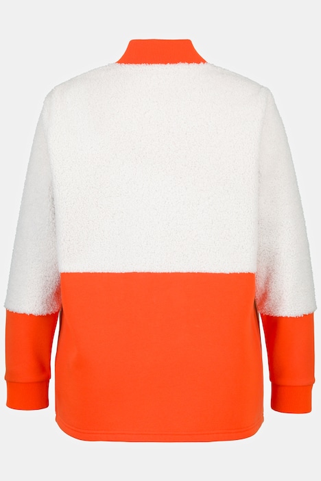 Teddyjacke, zweifarbig, Collegekragen, kuschelweich