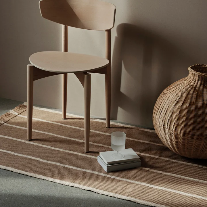 Ferm Living - Calm Kelim Teppichläufer, 80 x 200 cm, dark sand / off-white