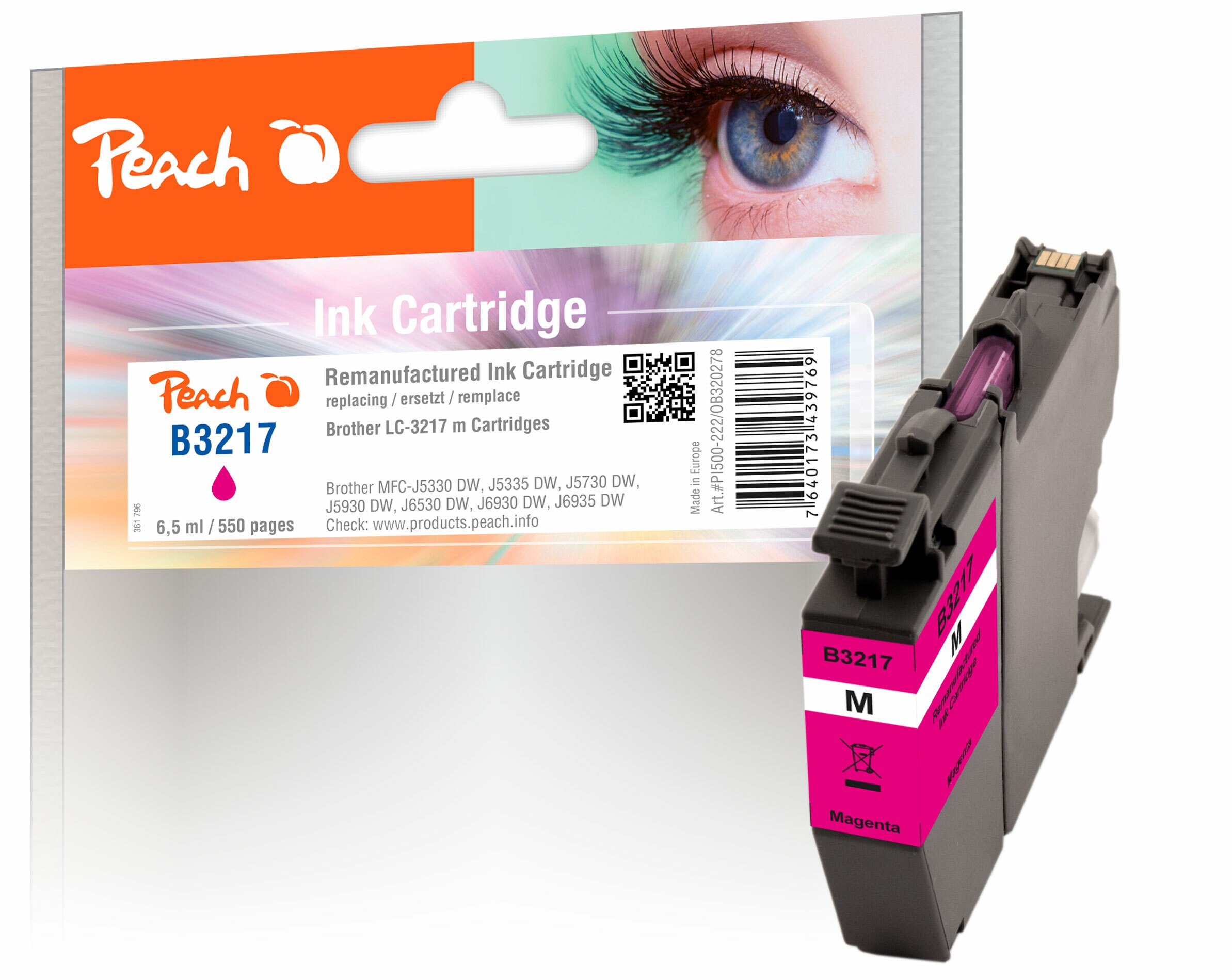 Peach B3217 M Druckerpatrone ma ersetzt Brother LC-3217M für z.B. Brother MFCJ 5730 DW, Brother MFCJ 5330 DW, Brother MFCJ 5335 DW (wiederaufbereitet)