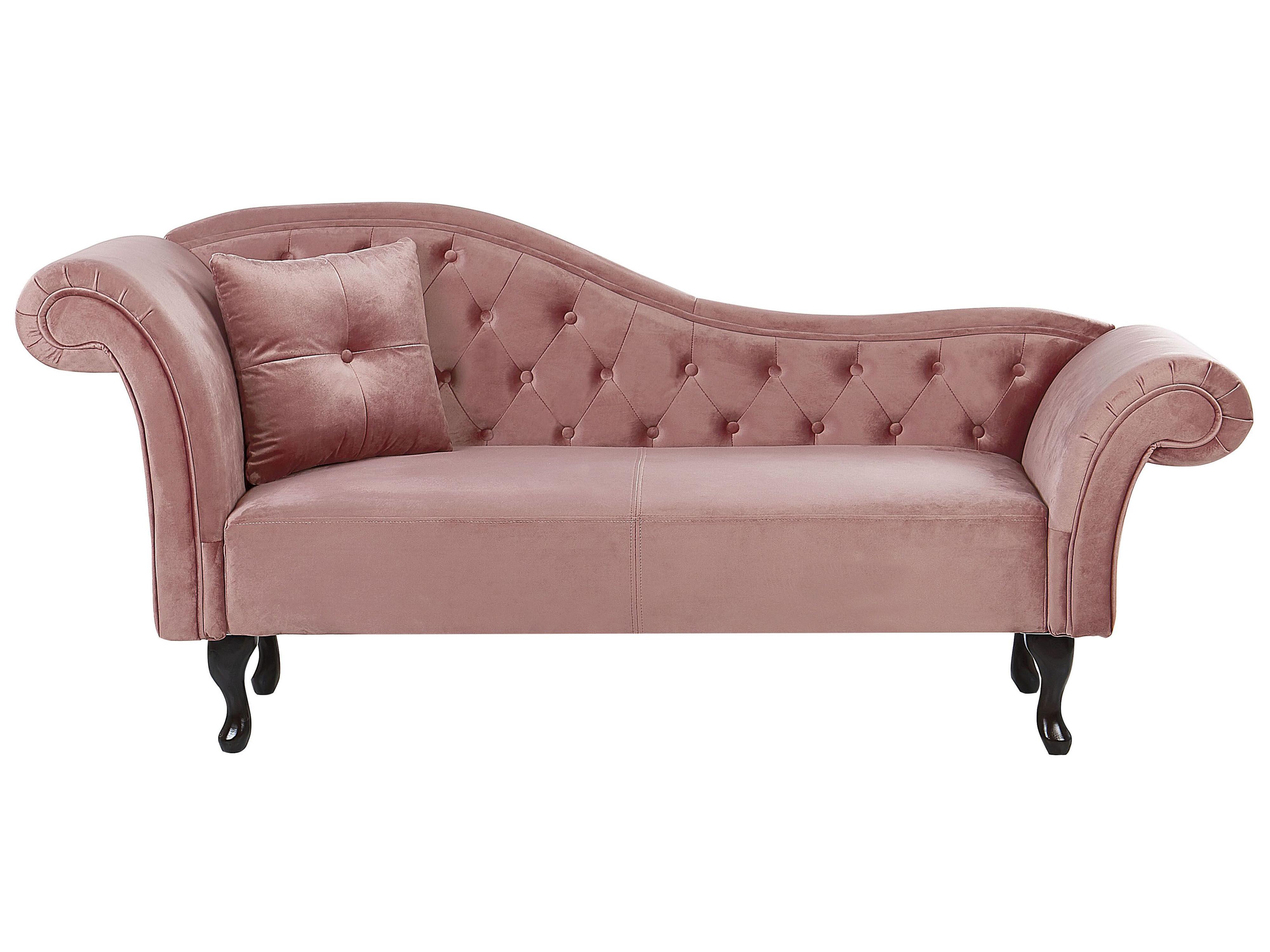 Linkszijdige chaise longue LATTES Fluweel Roze
