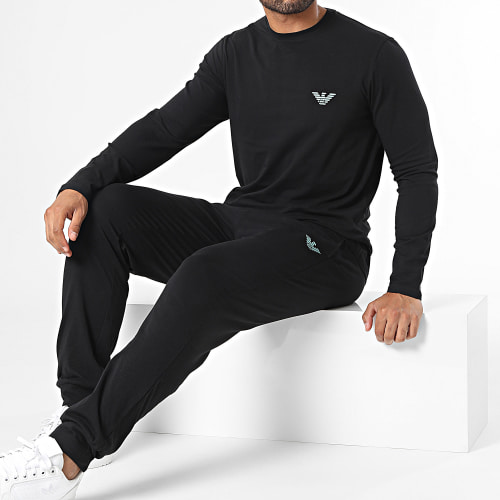Ensemble Tee Shirt Manches Longues Et Pantalon Jogging 112033 Noir