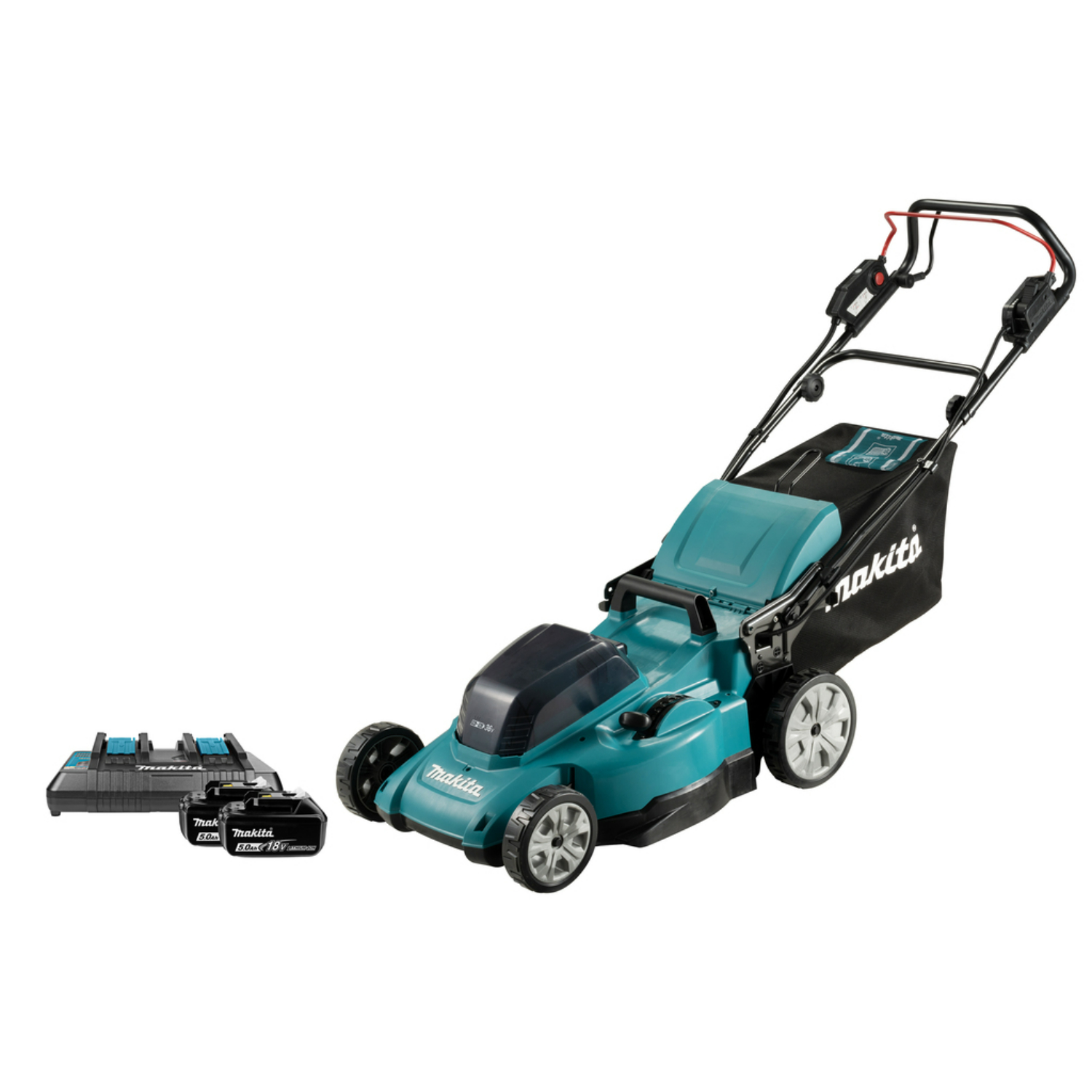 Makita DLM481PT2 (2X18V) Li-Ion Accu Grasmaaier set (2x 5,0Ah) - 48cm - 62L - 800 m²