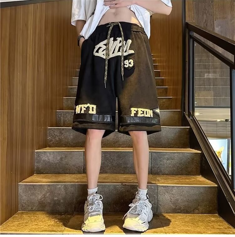 Maxelane - Shorts met trekkoord en lettersapplicatie