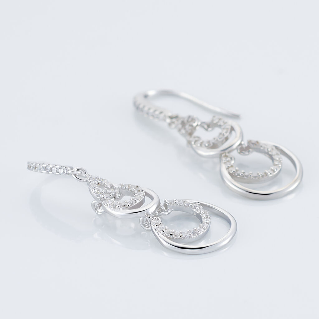 Boucles D'oreilles Pendantes Greta Argent Blanc