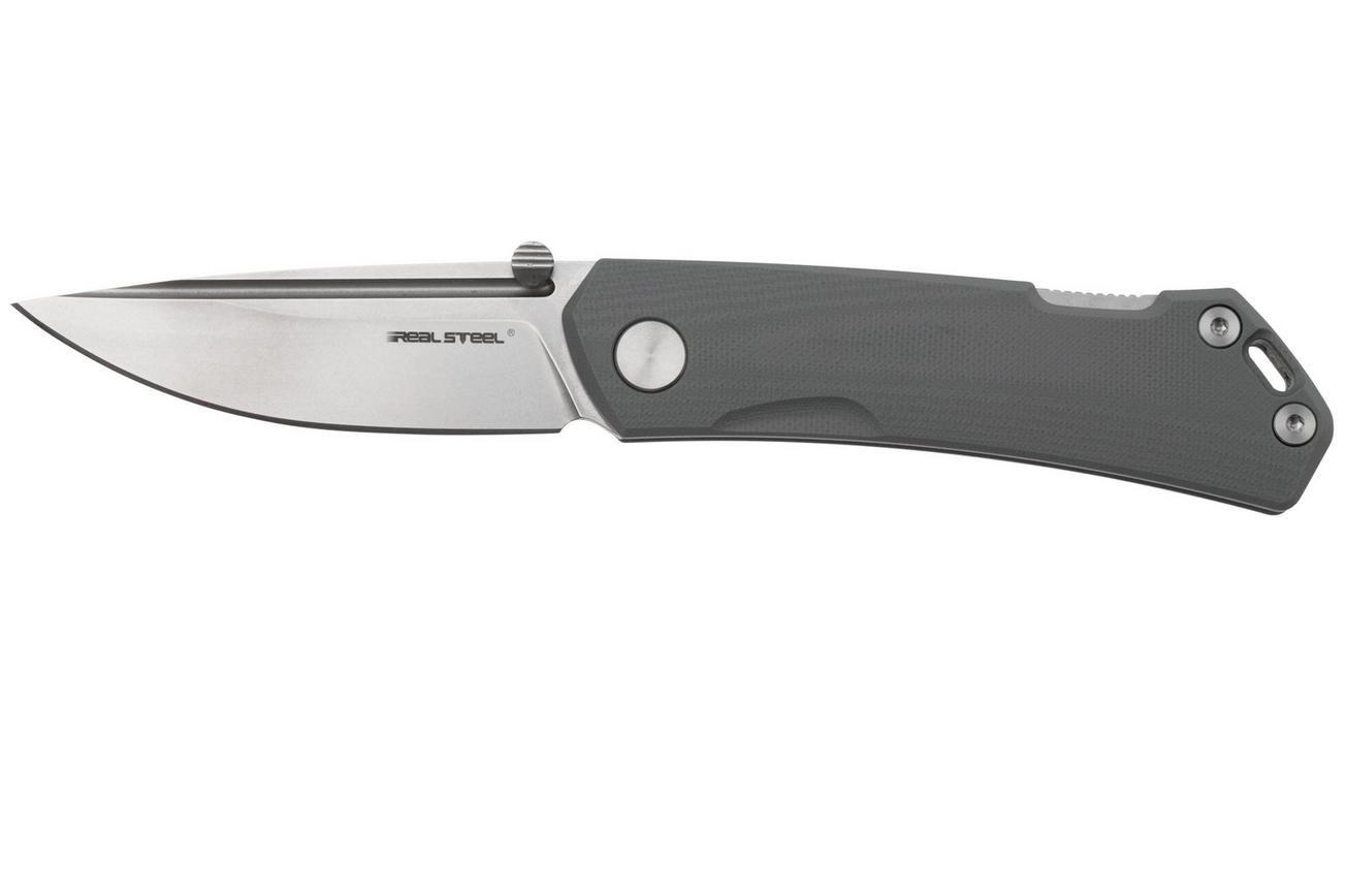 Real Steel Luna Maius 7091EG, 10Cr15CoMov, Gray G10, zakmes, Poltergeist design