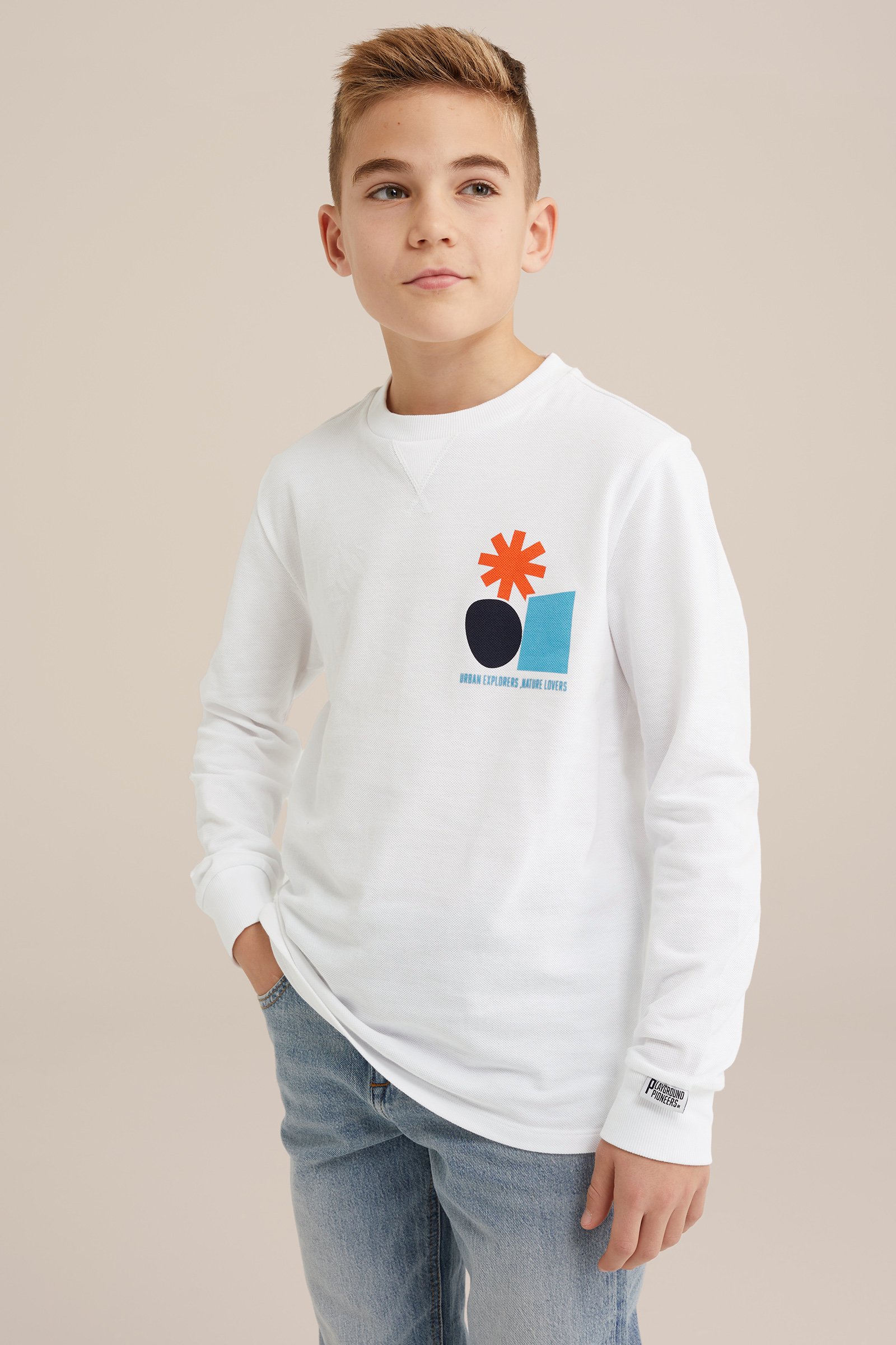 Jongens T-shirt met structuur WE Fashion Wit