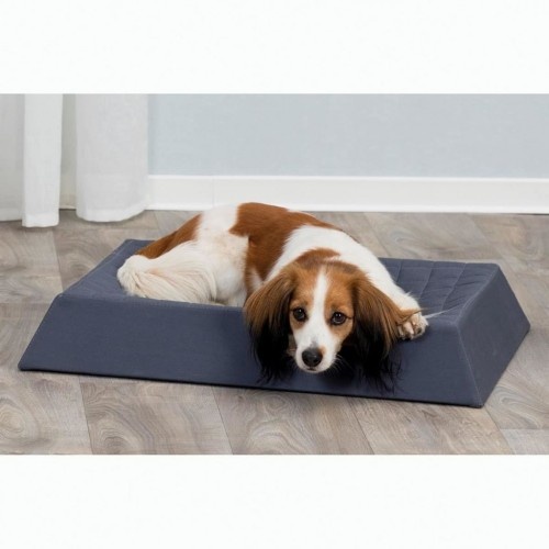 Cama para cachorro estofada em tecido cinza