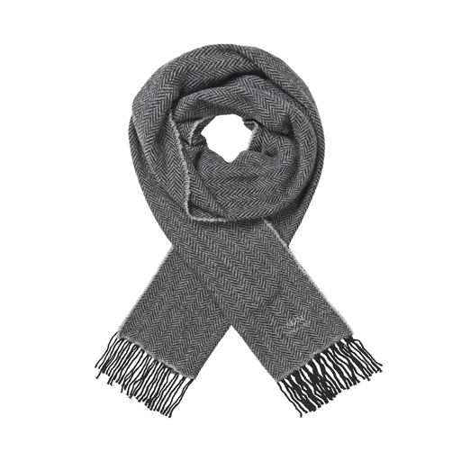 MJM Mario 42 Recycled Cashmere Mix Halstørklæde, Anthracite Herringbone