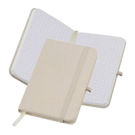 Macma Notizbuch mit Hardcover-Canvas Umschlag, DIN A6, 160 karierte Seiten, beige