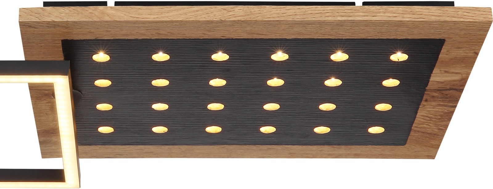 LED-Deckenleuchte - schwarz-holzfarben - 63,5 cm