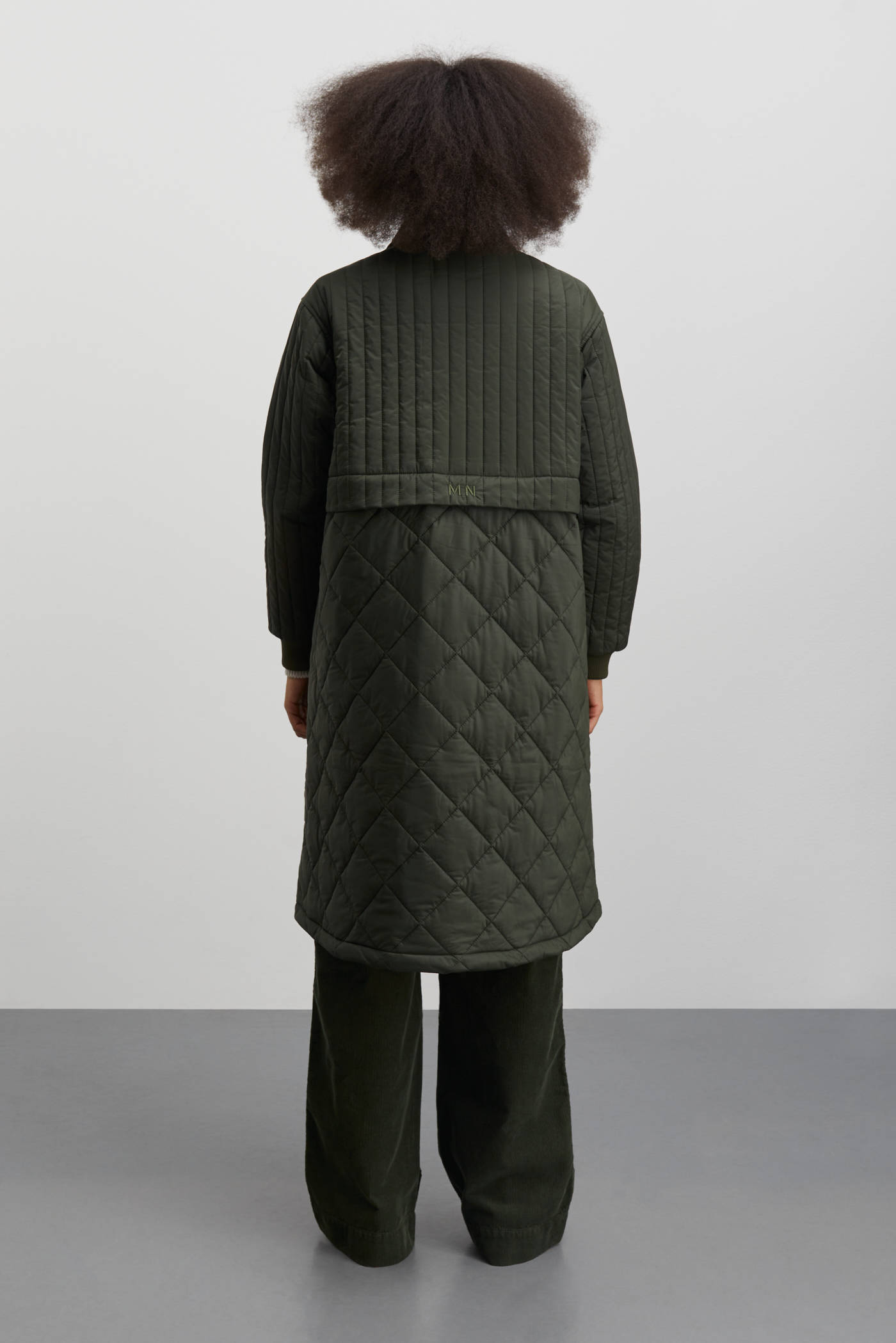 MADS NØRGAARD - COPENHAGEN gewatteerde winterjas Recy Shine Clio Coat donkergroen