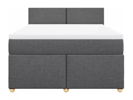 Sommier à lattes de lit avec matelas Gris foncé 140x190cm Tissu