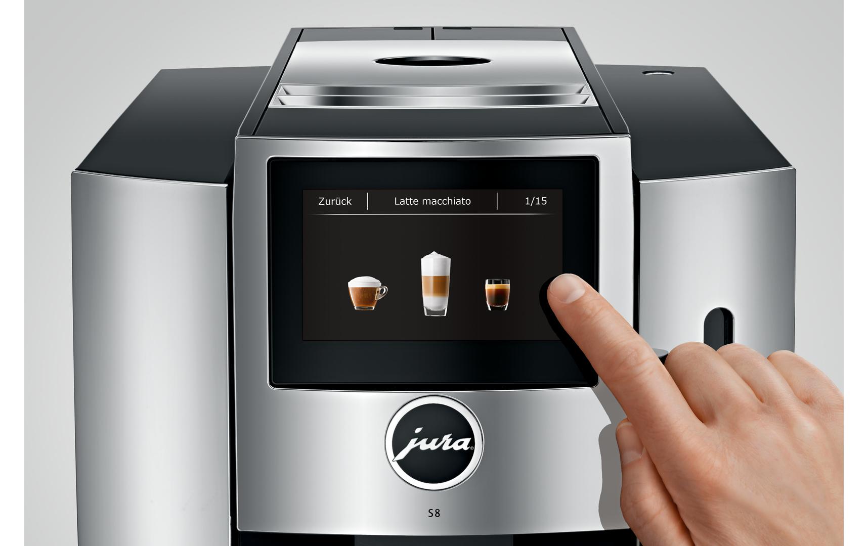 Kaffeevollautomat S8 Chrom (SA)<br>Design-Vollautomat für Kaffeebohnen oder -pulver