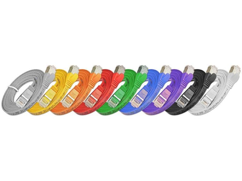 SLIM Slimpatchkabel RJ-45 - RJ-45, Cat 6, STP, 0.5 m, Weiss Geschirmtes Twisted-Pair-Kabel (STP) mit Klinkenschutz