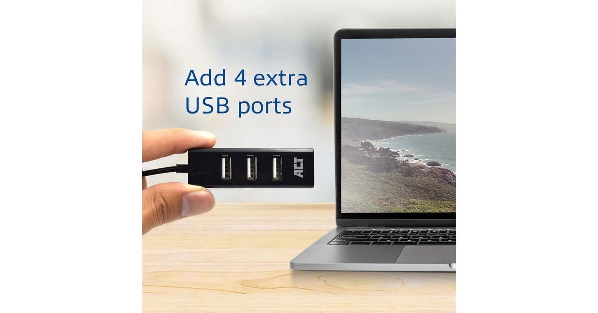 ACT ConnectivityUSB Hub mini 4 port usb-hub  (Zwart)