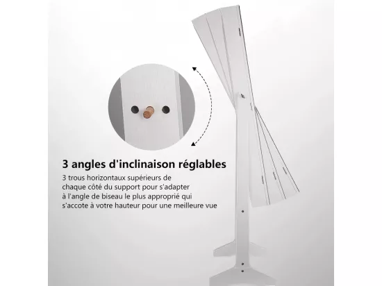Armoire à bijoux avec grand miroir et verrouillable, 2 tiroirs, en bois naturel blanc et velours, 41,5x36,5x156cm
