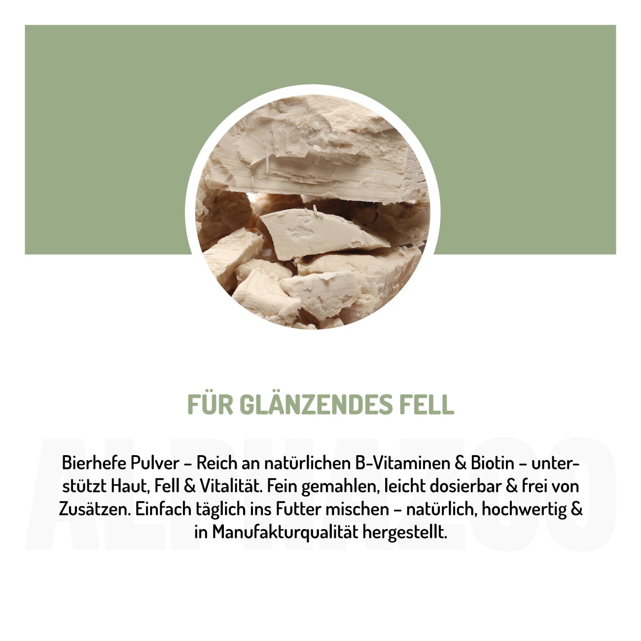 ALPHAZOO Bierhefe Pulver für Hunde & Katzen I Reine Hefe I Vitamin B Komplex 250 g