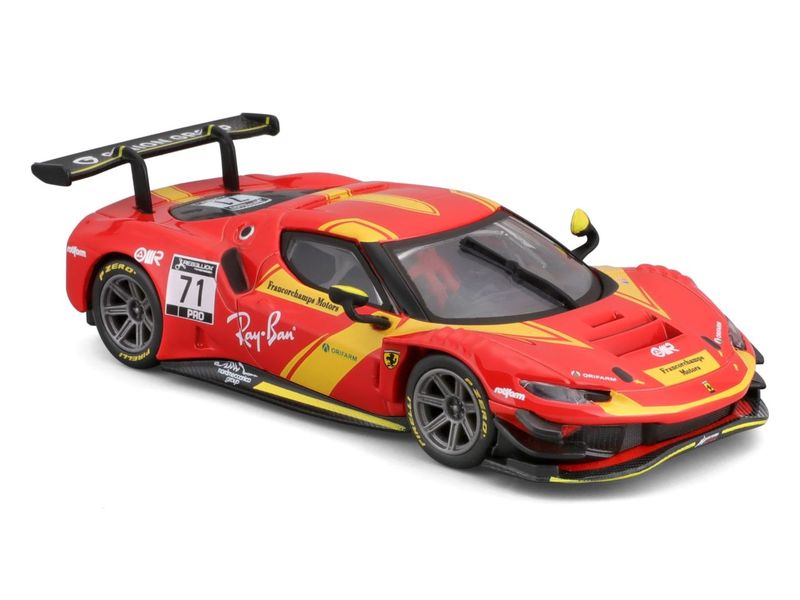 BBurago Ferrari Racing 296 GT3 2023 Rot 1:43 Sammlermodell im Massstab 1:43