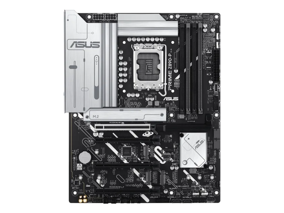 ASUS PRIME Z890-P - Bundkort - micro ATX - LGA1851 sokkel - Z890 Chipset - USB-C 3.2 Gen 2x2, USB 3.2 Gen 2, USB 3.2 Gen 1, USB-C 3.2 Gen 1 - 2.5 Gigabit LAN - onboard grafik (CPU påkrævet) - HD Audio (8-kanaler)