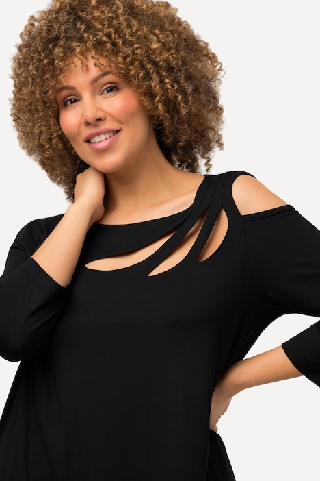 Shirt, Cut-Outs, A-Linie, U-Boot-Ausschnitt, 3/4-Arm