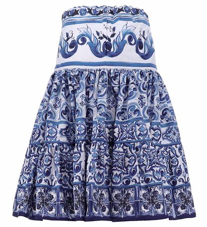 Dolce & Gabbana Nederdel - Blå Mediterraneo - Hvid m. Bl?